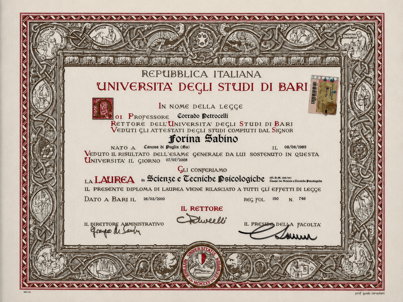 Laurea Triennale in Scienze e Tecniche Psicologiche – Università degli Studi di Bari
